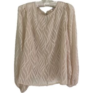 Jealous Tomato Sheer Ivory Leaf Design Top, Size Small